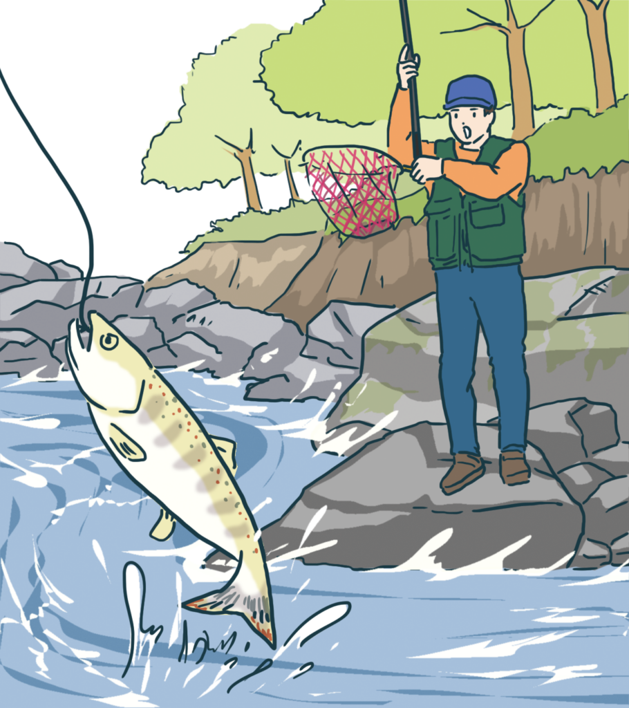 渓流釣りの画像